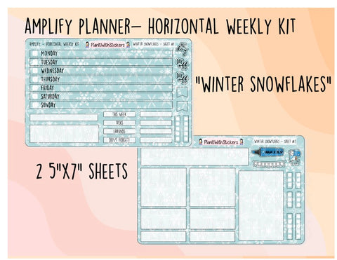 Winter Snowflakes HORIZONTAL Amplify Planner Weekly Kit (2 SHEETS)