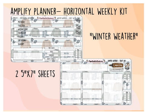 Winter Weather HORIZONTAL Amplify Planner Weekly Kit (2 SHEETS)